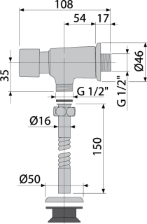 Кнопочный сливной вентиль для писсуара AlcaPlast ATS001
